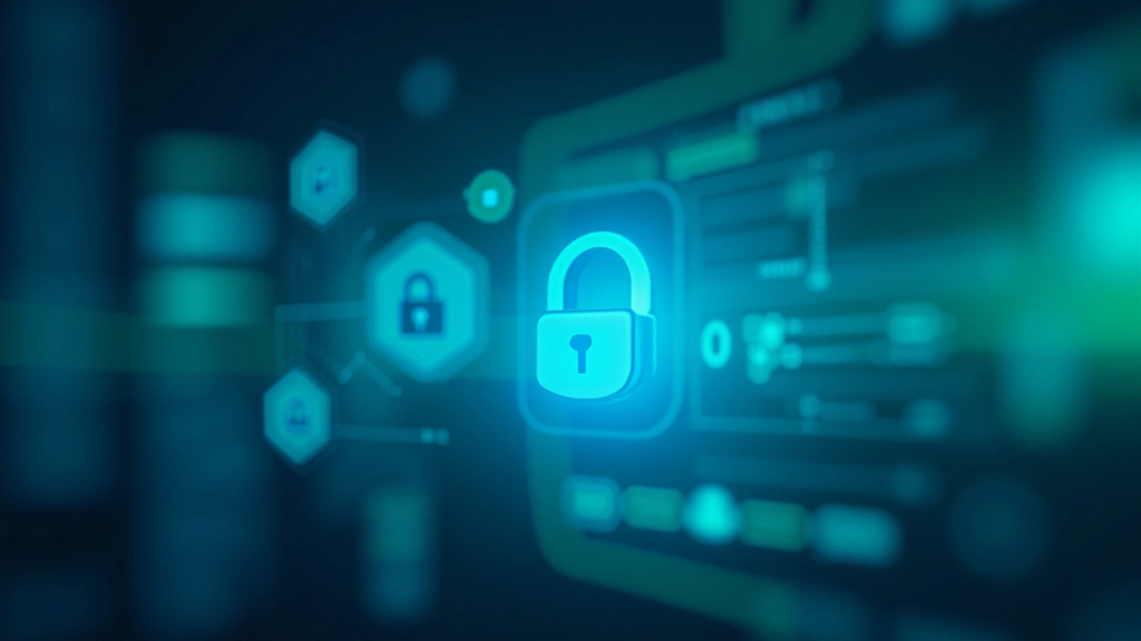 Padlock de segurança e código de encriptação com cores verde e azul representando conexões protegidas
